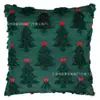 Capa de Almofada de Pelúcia Bordada com Laço de Natal Bordado de Árvore de Natal Capa de Almofada de Encosto de Sofá para Sala de Estar Festa de Fim de Ano