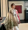 Cachecol Jacquard Elegante Estilo Chinês Outono e Inverno, Xale Feminino Magnolia Imitação de Caxemira, Cachecol Quente Espesso de Alta Qualidade