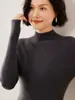 Suéter Feminino de Cashmere Sem Costura Peça Única Gola Alta Meia Slim Fit Tricotado Camada Base Suéter Simples para Mulheres