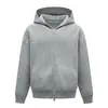 Cardigan de Tricô com Capuz e Zíper Duplo Masculino para Outono e Inverno, Caimento Solto, Ombro Caído, Casaco Suéter Casual com Bolso Canguru