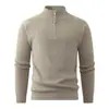 Suéteres de malha estilo europeu e americano para homens, nova coleção outono/inverno, suéter masculino com zíper parcial, suéter soltinho estilo coreano com gola alta, segunda pele