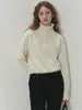 Otoño e Invierno Sencillo de Cuello Alto Ropa Interior de Punto Holgada Engrosada Blanca Elegante Cálida Prenda Interior de Punto para Mujer