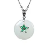 Prata S925 incrustada com Jade Hetian de Xinjiang Jade Branco fecho de segurança pingente presente colar clavícula pingente de jade