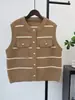 Nuevo Chaleco de Punto Cardigan Rayado de Cuello Redondo Suelto Casual Versátil Sin Mangas para Mujer Tendencia Otoño/Invierno 2026