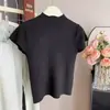 Venta al por mayor transfronteriza Verano Suéter de punto de cuello medio manga corta Camiseta interior femenina adelgazante y elegante Top interior