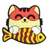 Encantadores Charms para Zapatos de Gatito Comiendo Pescado de Goma Suave de PVC Decoración para Zapatos de Jardín Infantil Hebillas para Zapatos en Stock