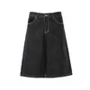 Nb309 Calle Principal Estilo Americano Unisex Gama Alta Mezclilla Cruda Diseño Desconstruido Pantalones Cortos de Mezclilla Holgados para Hombre