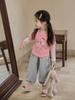 Camiseta para Niñas 2026 Primavera y Otoño Estilo Coreano Sudadera Falsa de Dos Piezas Clase A Camiseta Básica Infantil Top de Manga Larga de Otoño Ropa Infantil