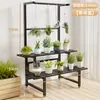 Soporte de flores de pie para balcón y sala de estar, estante de arte de hierro moderno simple para plantas suculentas, estante de escalera multicapa de acero inoxidable