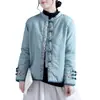 Nuevo abrigo de algodón bordado chino de invierno con cuello mao abotonado retro y cierre frontal, chaqueta de algodón estilo chino