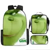 Monstruo de Pelo Verde Grinch Transfronterizo Nueva Mochila Escolar Mochila de Dibujos Animados Set de Tres Piezas Bolso Estuche para Lápices