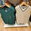 Roupas Masculinas, Roupas Femininas, Roupas de Casal, Colete Tricotado com Decote V (Estilo de faculdade para jovens) 456315