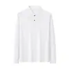 Camisa Polo de Algodón y Seda de Manga Larga Doble Piqué 10A Antibacteriana Casual de Negocios Golf Camisa para Cultura de Team Building Corporativo