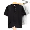 Camisa Polo Tricotada Estilo Americano para Homens, Manga Curta, Fina de Verão, Respirável, Polo Retrô, Top Casual Tendência Estilo Coreano