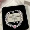 Pulsera de Lujo Ligero Estilo Francés con Perlas y Pedrería para Mujer, Moderna y Sofisticada, Exquisita Pulsera con un Temperamento Único, Elegante y Sencillo