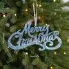 Decorações de Natal plástico dourado glitter pingentes de letras Árvore de Natal decoração de casa Feliz Natal placa pequena transfronteiriça