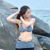 Nuevo Estilo Americano Retro Cuadros Estilo Universitario Chica Picante Conjunto de Tres Piezas Dividido Falda Vacaciones Bañador para Fuente Termal para Mujeres Bikini