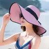 Sombrero de Playa para Mujer Estilo Coreano de Verano Sombrero de Sol Grande Zhan Sombrero de Sol para Viaje Sombrero de Paja Plegable Sombrilla de Sol Moda Casual