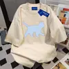 Camiseta de verano de algodón 100% puro, estilo Harajuku coreano, longitud media, cuello redondo, manga corta para mujer, holgada y estilizada, top de pareja de moda