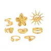 Anel Aberto de Estrela do Mar Estilo Resort Oceânico Europeu e Americano Mais Vendido Transfronteiriço Anel de Empilhamento de Flor Metálica Personalizado Pulseira