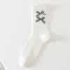 Calcetines de Encaje Dongdaemun para Mujer, Media Pantorrilla, Estilo Delgado de Verano, Calcetines Caídos, Patrón de Trenza, Estilo Academia para Chicas Jóvenes, Calcetines Largos con Lazo de Moda