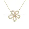 Colar Trevo de Quatro Folhas Van Cleef & Arpels CNC Versão Alta Madrepérola Branca Natural Banhado a Ouro 18K Real Prata Pura Colar de Dez Pétalas