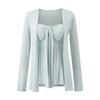 Conjunto de Top de Tubo y Cárdigan de Color Sólido para Mujer, Estilo Coreano Primavera y Otoño, Conjunto con Vibras de Deseo Puro, Conjunto de Dos Piezas