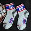 Calcetines de otoño e invierno para mujer hasta media pantorrilla blanco y negro estilo campus NY calcetines para pareja barras paralelas letras running hip hop media pantorrilla Deportes calcetines para hombre