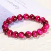 Pulsera de Piedra Ojo de Tigre Amarillo con Patrón de Rayo Natural de Venta Caliente Transfronteriza para Hombres y Mujeres, Pulsera Simple de una Sola Vuelta con Cuentas Redondas, Al por Mayor en Stock