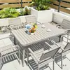 Mesas e Cadeiras de Exterior, Mesa e Cadeiras de Jantar Telescópicas em Liga de Alumínio para Pátio, Vila de Jardim, Terraço ao Ar Livre, Impermeável e Proteção Solar para Exterior