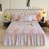 Atacado do Fabricante Saia de Cama de Algodão Saia de Cama Impressa Escovada de Algodão Puro Peça Única Cortina de Cama Espessada Colcha