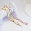 Pulsera de Piedra Ojo de Gato Ovalada Degradado Blanco de Alta Venta en Transmisión en Vivo Transfronteriza, Chapada en Cobre con Oro Real, Pulsera de Alta Gama con Forma de Marqués para Mujer