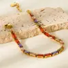 Pulsera de Zirconia Cuadrada Colorida de Lujo Accesible Ins Europea y Americana Cadena de Tenis de Acero Inoxidable Chapada en Oro de 18 Quilates Cadena Cruzada Joyería de Puntada