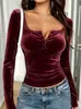 2026 Europeu e Americano transfronteiriço outono e inverno novo estilo veludo dourado renda botão gola V moda slim fit manga longa blusa feminina