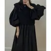 Tamanhos atualizados disponíveis: Vestido longo solto e relaxado, estilo outono chic coreano, novo modelo, tamanho grande