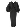 Vestido Plisado Miyake Nuevo Verano 2022 Manga Murciélago Cuello en V Europeo y Americano Elegante Adelgazante Commuter Vestido de Paso