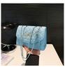 Bolso de mujer con lazo y hilo bordado, estilo 2024, con cadena de celosía de diamantes, sencillo y moderno, para ir al trabajo, bandolera cuadrada pequeña.