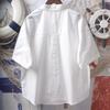 Camisa blanca básica informal de estilo japonés para mujer, de algodón, holgada, de manga corta, para verano