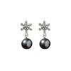 Pendientes navideños con diseño de nicho de copo de nieve de diamantes llenos de perlas y agujas de plata, pendientes de moda de gran sentido, pendientes de otoño e invierno al por mayor para mujer
