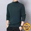 Suéter de punto con forro polar de doble cara para otoño e invierno, camiseta de manga larga para hombre con cuello medio alto, ropa interior térmica engrosada, al por mayor