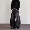 Jeans Retro Americanos de Corte Limpio con Abertura de Bigotes para Hombre, Estilo High Street, Corte Holgado, Sensación de Alta Gama, Pantalones Versátiles de Pierna Ancha