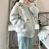 Jaqueta de Algodão com Penas Feminina 2025 Novo Estilo Gola Alta Solta Casaco de Algodão Inverno Engrossado Quente Jaqueta Puffer de Casal Roupa Exterior de Algodão