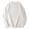 Moletom de Algodão com Gola Redonda e Ombro Regular 300g para Primavera e Outono, Unissex, Cor Sólida Casual Solto Pulôver Camisa Básica