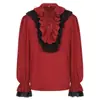 Ropa Nueva Estilo Primavera y Otoño 2026 Camisa Gótica Medieval para Hombre Capa Interior para Mujer Top de Color Sólido Manga Larga Ropa de Comercio Exterior