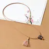 Cordón de Lanyard Tejido Asimétrico Hecho a Mano con Cordón de Cera para Mujeres Colgante Dorado Jade Esmeralda Cordón para Collar Colgante Retro