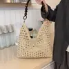 Bolso tejido de paja de verano para mujer, nuevo estilo 2026, vacaciones en la playa, diseño calado, bolso de hombro tipo tote, bolso cesta tejido
