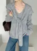 Suéter de Tricô Pulôver Solto Estilo Preguiçoso com Senso de Design Novo para Mulheres + Xale de Manga Longa