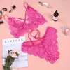 Conjunto de lingerie sexy de renda dividida da Amazon, lançamento 2024 na Europa e nos EUA.