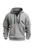 Suéter con capucha y cremallera para hombre de Explosiones Americanas Transfronterizas, bolsillo múltiple, cinta, jersey, chaqueta deportiva para hombre