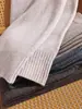 Calça de Lã Grossa 100% Wide Leg Feminina Outono Inverno Cintura Alta Caimento Solto Malha Quente Calça de Perna Reta Casual Calça Longa Canelada